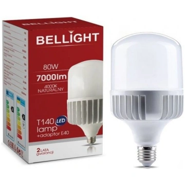 E27 T140 LED spuldze 80W 7000lm 4000K + E40 adapte
