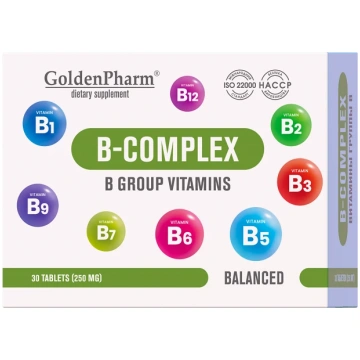 Golden Pharm B-Complex 250 mg, 30 tabletes