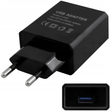 Plug-in barošanas avots 1x USB 5V/3A DC melns