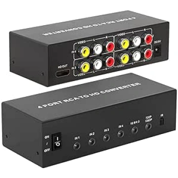 AV-zu-HDMI-Konverter mit 4 Anschlüssen, 1080P, pas