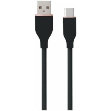 Silicone Cable USB Type-A - Type-C (black, 1m) HiS