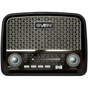 SVEN Speaker SRP-555, black-silver (3W, FM/AM/SW, 