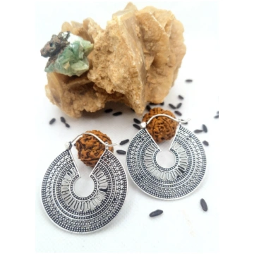 "Maya Sun" Earrings - Tribal hoops with an ancestr