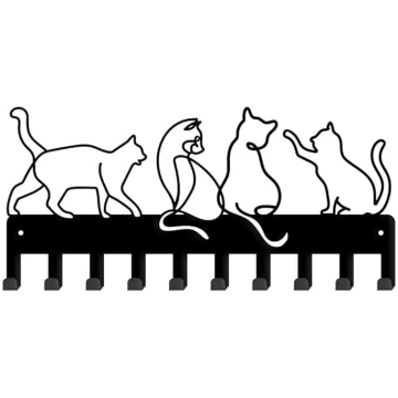 SUPERDANT atslēgu statīvs ar kaķu motīvu Line Art 