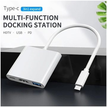 USB-C uz HDMI daudzportu adapteris - 3in1 dokstaci