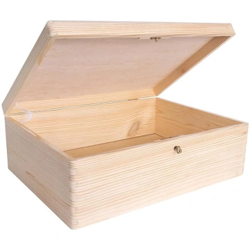 Creative Deco XL Large Wooden Box with Lid and Key