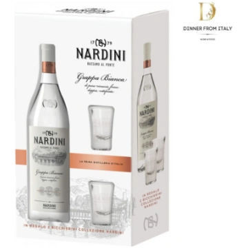 Nardini White Grappa 70cl Pack with 2 Glasses
