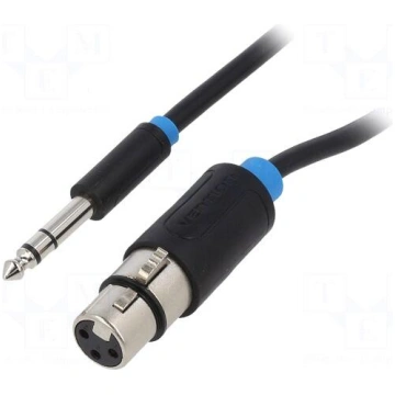 Cable | Jack 6,3mm 3pin plug,XLR female 3pin | 2m 