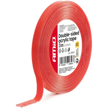 Divpusēja akrila līmlente 6 mm x 3 m x 1 mm AMIO-0