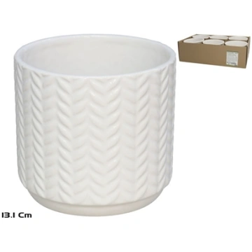 Chiara White Ceramic Flower Pot 13.1x13.1x12.5 cm,