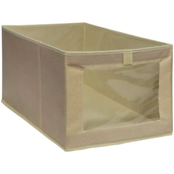 BESK Storage box 47x30x25cm with window, beige 475
