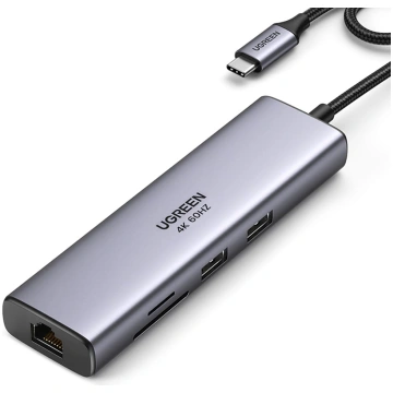 HUB adapteris USB-C - USB-A / HDMI / RJ45 / SD un 