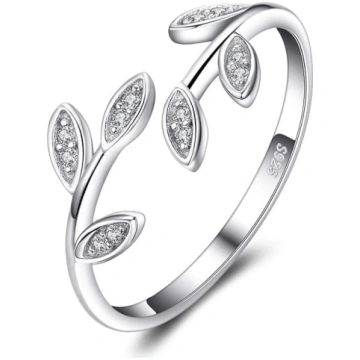 JewelryPalace Olive Leaf Adjustable Promise Stacki