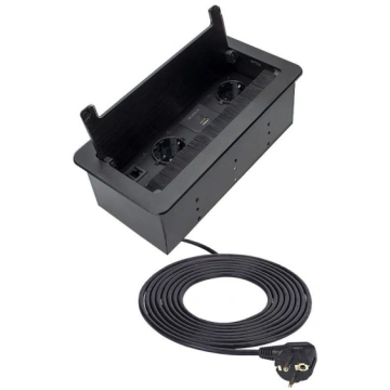 INBOX mēbeļu ligzda, 2 x Schuko, 1x USB, 1x USB-C,