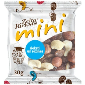 MINI Rieksti un rozīnes 30g ZELTA RIEKSTS