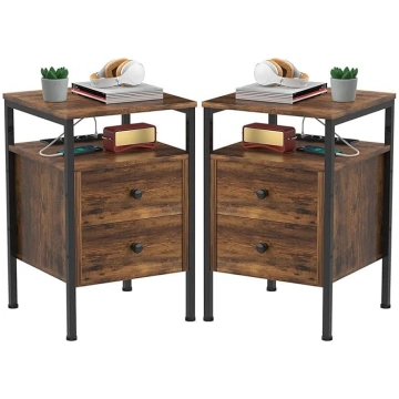 PIPIPOXER Set of 2 Side Tables with Charging Stati