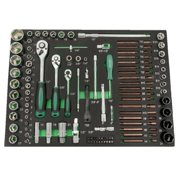 1/4" + 3/8" + 1/2" Dr. Socket set 122pcs. Tray CHA