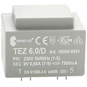 Transformer: encapsulated | 6VA | 230VAC | 9V | 66