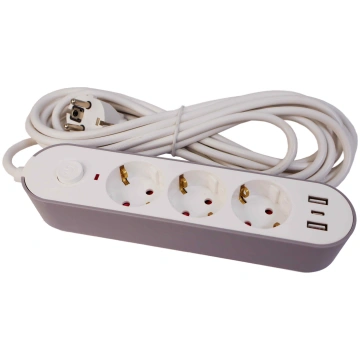 Pagarinatajs 3-vietigs + 2 USB+Type-C 3m a/z sledz