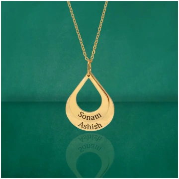 Personalised Waterdrop 2 Names Pendant - S35925 SI
