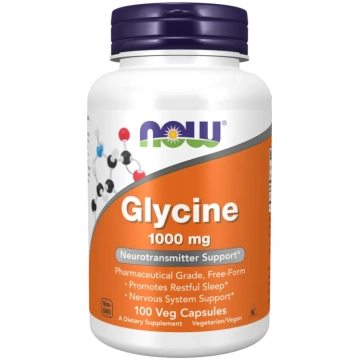 Glicīns 1000 mg, 100 dārzeņu kapsulas Now Foods