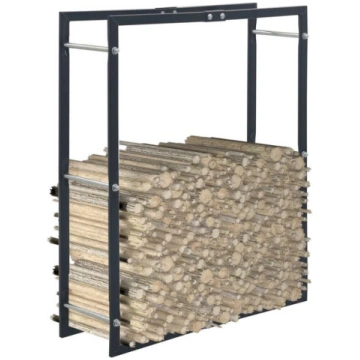 vidaXL malkas uzglabāšanas statīvs, melns, 80x25x1