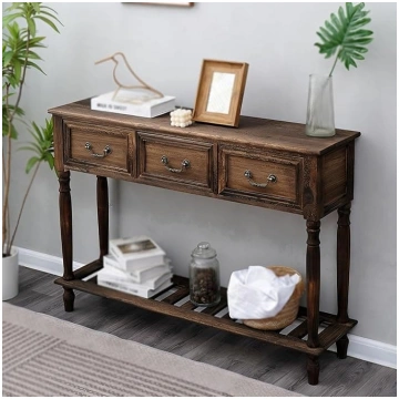 Rustic Console Table, Console Table with Drawers, 