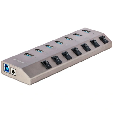 7-Port Self-Powered USB-C Hub with Individual On/O