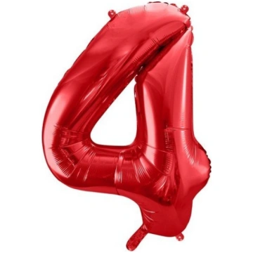 PartyDeco Balon foliowy cyfra 4 duza czerwona urod