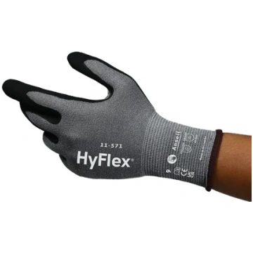 Darba cimdi Ansell HyFlex 11-571, melna krās./pelē