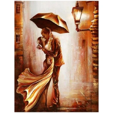 Puzzle Diamant painting: A kiss in the rain 30x40c