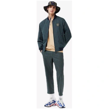 Men's Checked Harrington Merino Wool Long Sle