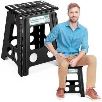 Folding Step Stool, 40 cm, Black, 2025 Upgrade Fol