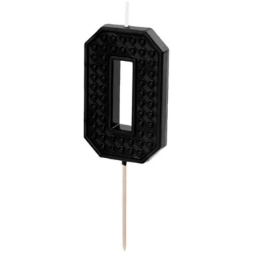 Kūkas svece nr.0 melna, 9.6 cm Partydeco