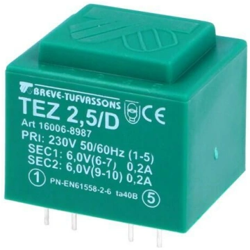 Transformer: encapsulated; 2.5VA; 230VAC; 6V; 6V; 
