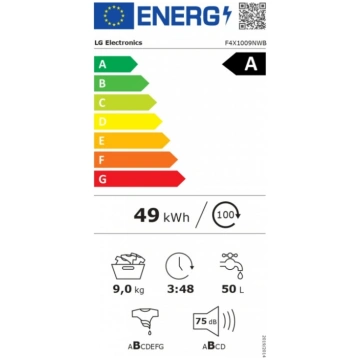 LG | Washing machine | F4X1009NWB | Energy efficie