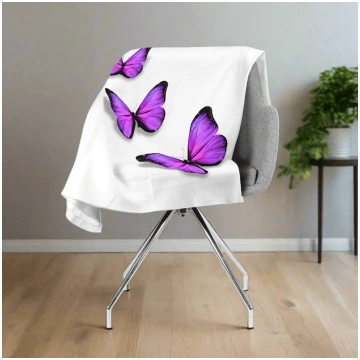 Flīsa pleds ar violetiem taureņiem - 150 x 200 cm