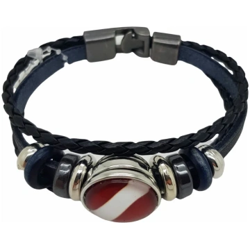 Aproce Leather Bracelet With Flag, daudzkrāsaina