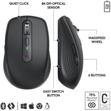Logitech MX Anywhere 3S for Business pele Labā rok