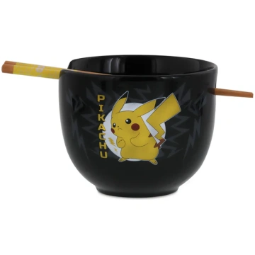 Pokemon Pikachu Ceramic Ramen Bowl Set With Wooden