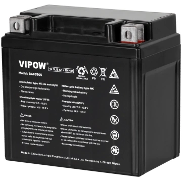 Akumulators Motocikliem 12V 5Ah | Starta strāva 70
