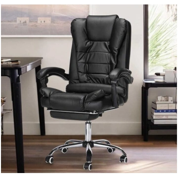 Biroja krēsls ar kāju balstu, eko ādas ergonomisks