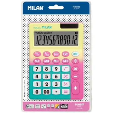 Calculator 12 items Sunset yellow-pink MILAN 84115