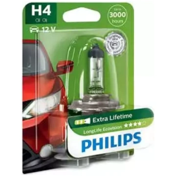 Halogēna spuldze PHILIPS LongLife EcoVision H4 12V