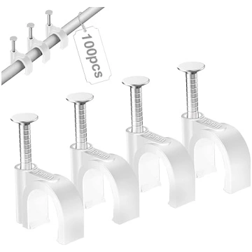 Kabel-Clips, weiß, 100 Stück, 10 mm, runde Kabel-C