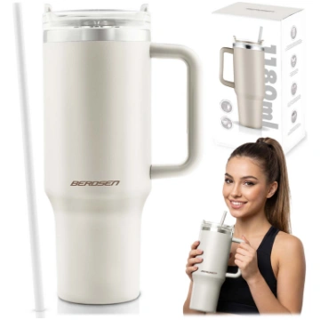 Berdsen Termokrūze ar salmiņu 1180 ml, krēmkrāsas 