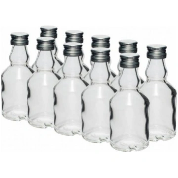 50 ml stikla pudele ar skrūvējamu vāciņu - 10 gab
