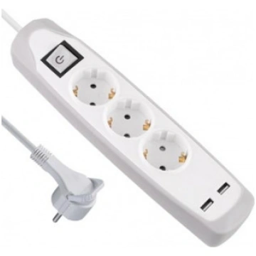 Pagarinātājs Electraline, 3 x 1 mm², 2 m, 3 ligzda