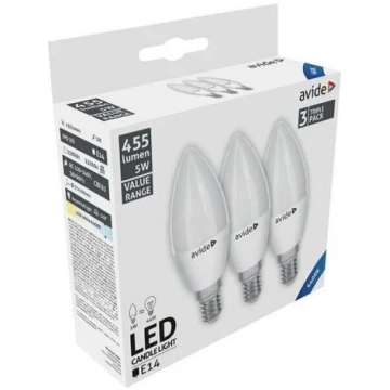 Avide LED spuldzes 5W E14 6400K 3 gab