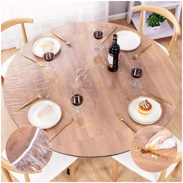 UMINEUX Round Vinyl Tablecloth with Elastic Edge W